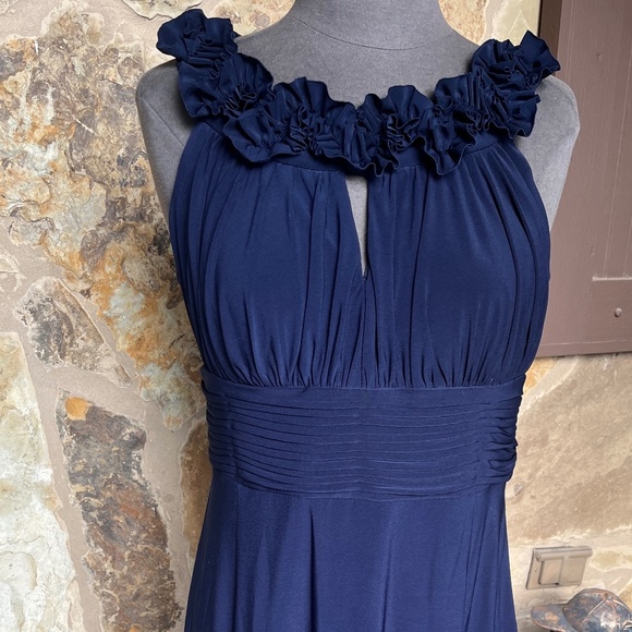 Dress Barn Dresses & Skirts - Dress Barn Navy Blue Ruffled Halter Midi Dress